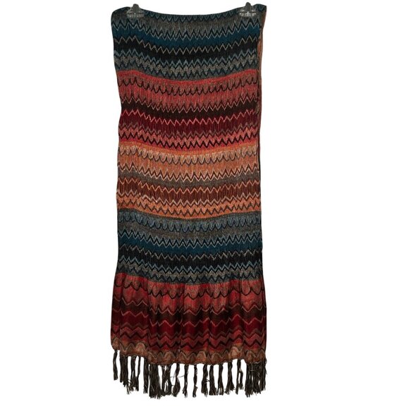 2 Chic Multicolor Chevron Pattern Fringe Scarf Acrylic Soft Lightweight Stretch - Picture 2 of 16